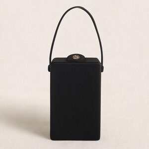 Dorette‎ Minaudières 1950s Black Structured Top Handle Box Handbag Evening Bag